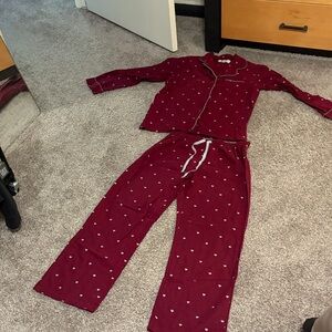 Old Navy Maroon Heart Kids Pajama Set